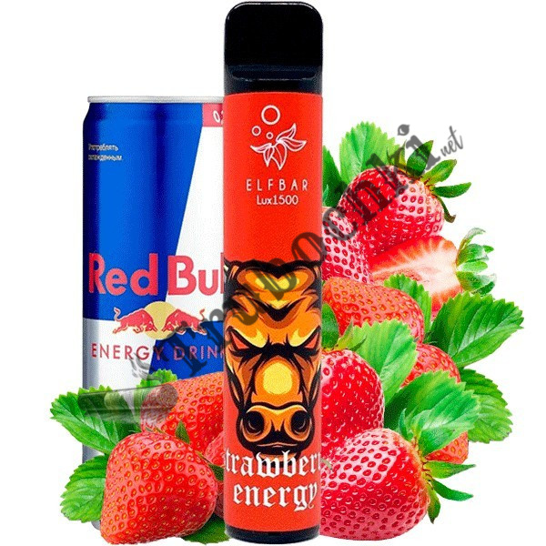 Одноразовая электронная сигарета Elf Bar Lux Strawberry energy  (клубничный энергетик) (1500 Затяжек)